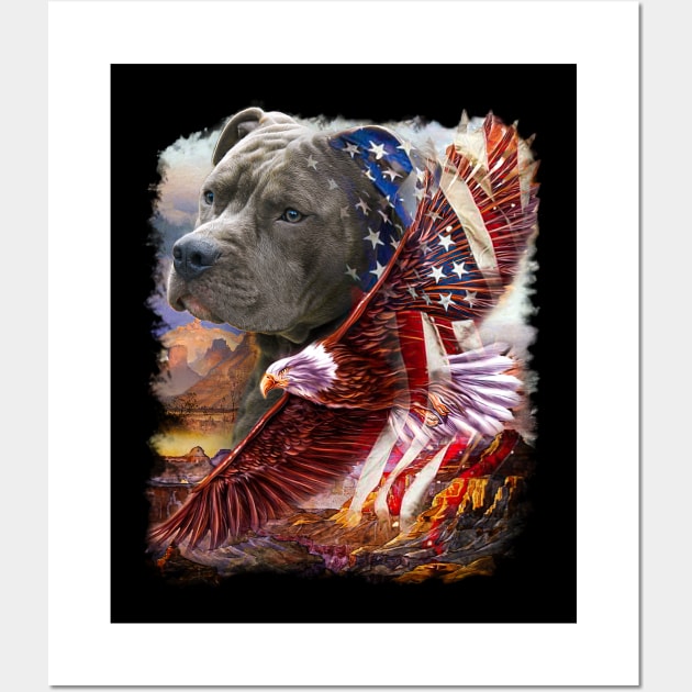 Pitbull American Patriot gift Wall Art by Phylis Lynn Spencer